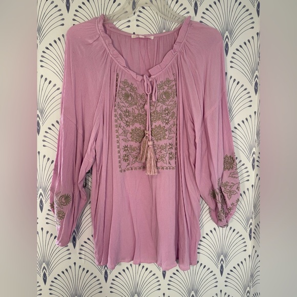 Elegant Mauve Blouse with Floral Embroidery Womens size 1X NWOT - Picture 1 of 5